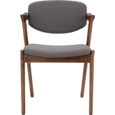 Kalli Dining Chair in Grey Fabric on Walnut Finish Wood Frame